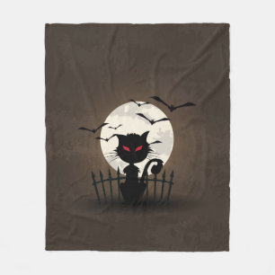Gruselige schwarze und braune Halloween-Kitty Fleecedecke