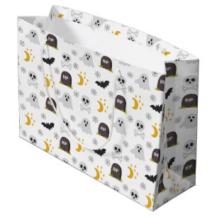 Gruselige schwarze und weiße Halloween-Geschenktüt Große Geschenktüte