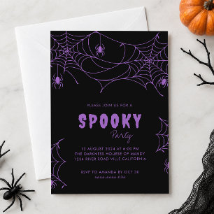 Gruselige schwarze violette Halloween-Spinnennetz- Einladung