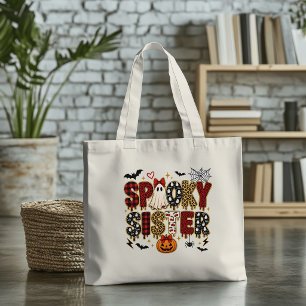 Gruselige Schwester Halloween Leoparden-Druck-Mi Tragetasche