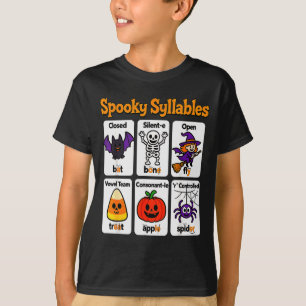 Gruselige Silben Lehrer Outfit Halloween Klassenzi T-Shirt