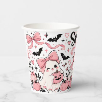 Gruselige Sips Pink Coquette Halloween Geister Bög Pappbecher