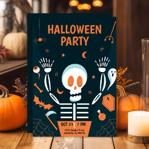 Gruselige Skelett Halloween-Party Einladung