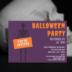 Gruselige Skelett-Halloween-Party-Einladung Einladung