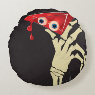 Gruselige Skeletthand-Spooky-Eyes-Torte Halloween Rundes Kissen