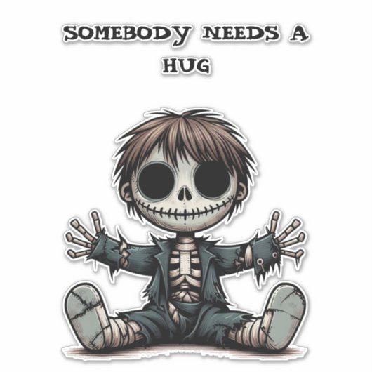 gruselige Skelettjunge, die Cartoon-Kunst schenkt Aufkleber (Vorderseite)