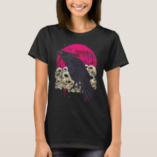 Gruselige Skelettköpfe Rabe Gruselige Schädel Goth T-Shirt