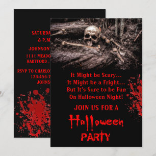 Gruselige Skull and Bones Halloween-Party Einladung