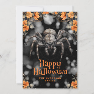 Gruselige Spinneblumen Frohe Halloween-Karte Feiertagskarte