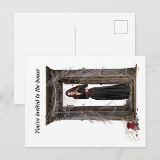 Gruselige Spinnen-Dame Halloween-Einladung Postkar Postkarte