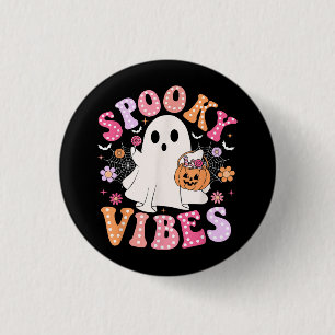 Gruselige Stimmung Geist Retro Groovy Halloween Button