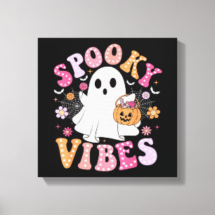 Gruselige Stimmung Geist Retro Groovy Halloween Leinwanddruck