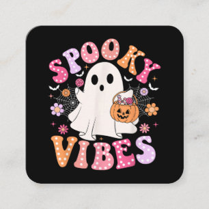 Gruselige Stimmung Geist Retro Groovy Halloween Quadratische Visitenkarte