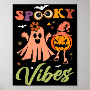 Gruselige Stimmung Geist und Kürbis Halloween Lust Poster