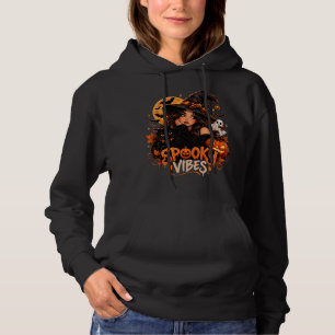 Gruselige Stimmung – Hexe schwarze Katze Kürbis Ha Hoodie