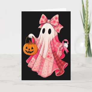 Gruselige Stimmung Rosa Geist Preppy Halloween Fra Karte