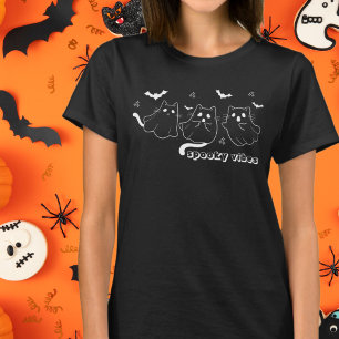 Gruselige Stimmung Süße Geister Katzen Weißen Hall T-Shirt