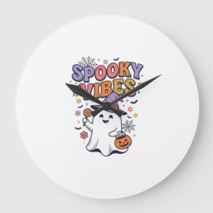 Gruselige Stimmung Süßer Geist Vintage Halloween-D Große Wanduhr
