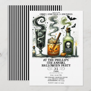 Gruselige Süße Cocktails Halloween Party Einladung
