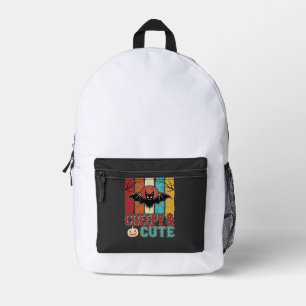 Gruselige süße Halloween-Fledermaus Retro-Grafik Bedruckter Rucksack