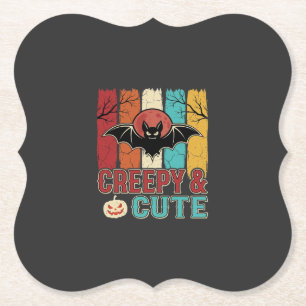 Gruselige süße Halloween-Fledermaus Retro-Grafik Untersetzer