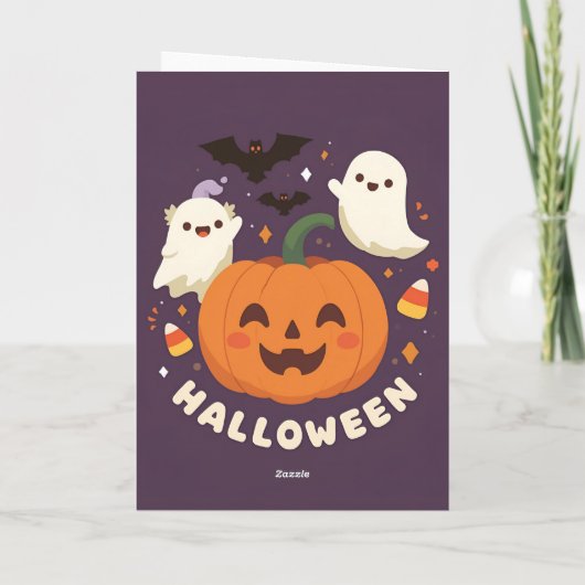 Gruselige süße Halloween-Party Karte (Rückseite)