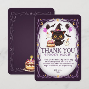 Gruselige süße Hexe schwarze Katze Zauberer 1. Geb Dankeskarte
