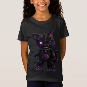Gruselige Süße Mysté Schwarze Katze Gothic Kinder  T-Shirt