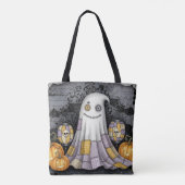 Gruselige süße Patchwork-Geist Halloween-Tasche Tasche (Rückseite)