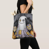Gruselige süße Patchwork-Geist Halloween-Tasche Tasche (Von Nahem)