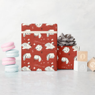 Gruselige süße Tierdoodles & Liebesbriefe Geschenkpapier