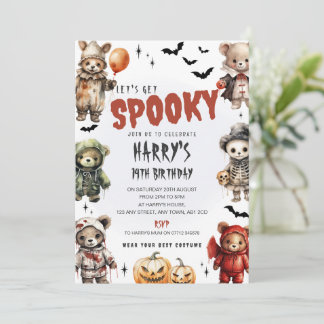 Gruselige Teddybären Halloween-Geburtstagsfeier-Ei Einladung