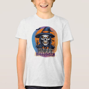 Gruselige Totenkopf-Hexen-Halloween-Kunst-88888 Tri-Blend Shirt
