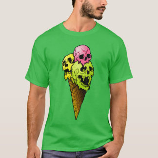 Gruselige Totenköpfe Eiscreme Horror Bunt Hallowee T-Shirt