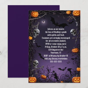 Gruselige Totenköpfe Erwachsene Halloween Geburtst Einladung