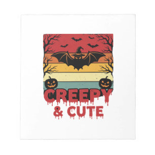 Gruselige und süße Vintage-Fledermaus Halloween Notizblock