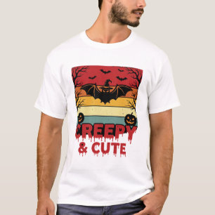 Gruselige und süße Vintage-Fledermaus Halloween T-Shirt