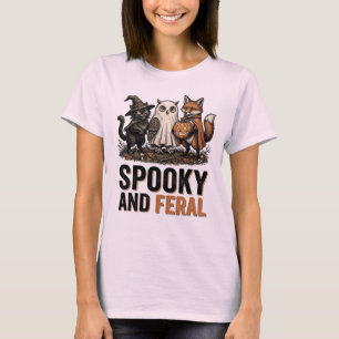 Gruselige und wilde Vintage-Waldtiere Halloween T-Shirt