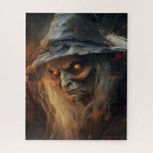 Gruselige unheimliche Halloween-Hexen-Horror Puzzle