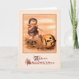 Gruselige Vintage Halloween-Karte für Kinder Feiertagskarte