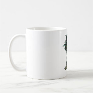 Gruselige Vintage-Halloween-Katze mit grünen Augen Kaffeetasse