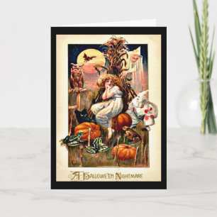 Gruselige Vintage-Halloween-Nacht Karte