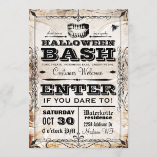 Gruselige Vintage-Halloween-Party-Einladung Einladung