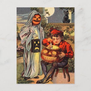 Gruselige Vintage-Halloween-Postkarte Postkarte