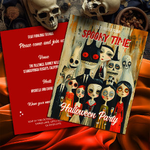Gruselige Vintage-Halloween-Spooky-Charaktere Einladung