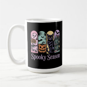 Gruselige Vintage-Halloween-Spooky-Saison süß und Kaffeetasse