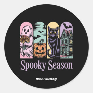 Gruselige Vintage-Halloween-Spooky-Saison süß und  Runder Aufkleber