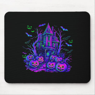 Gruselige Vintage-Halloween-Szene Retro-Kürbis Sch Mousepad