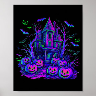 Gruselige Vintage-Halloween-Szene Retro-Kürbis Sch Poster