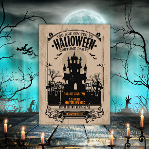 Gruselige Vintage-Halloweenparty im Spukhaus Einladung